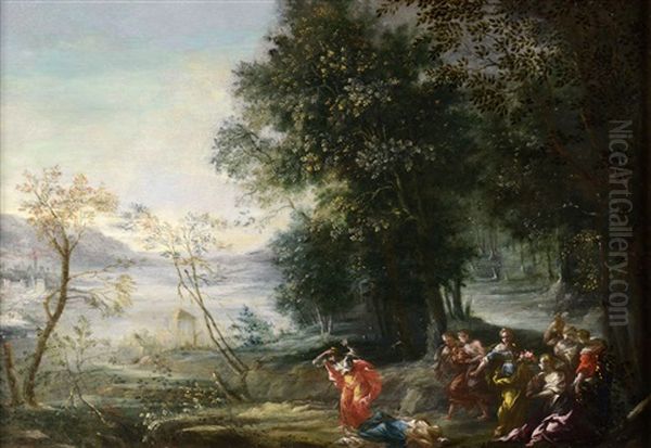 Landscape With A Mythological Scene Oil Painting by Johannes Jakob Hartmann