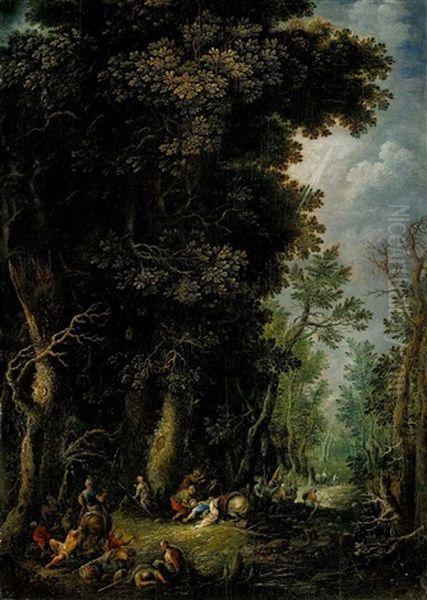 Waldlandschaft Mit Der Bekehrung Des Paulus Oil Painting by Johannes Jakob Hartmann