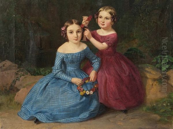 Children's Portrait Oil Painting by Joseph Hartmann