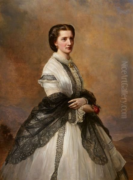 Portrait Of Marie Von Klinckowstrom Oil Painting by Joseph Hartmann