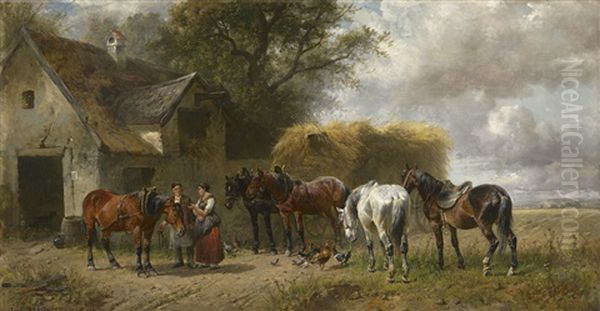 Nach Dem Einbringen Der Ernte Oil Painting by Ludwig Hartmann