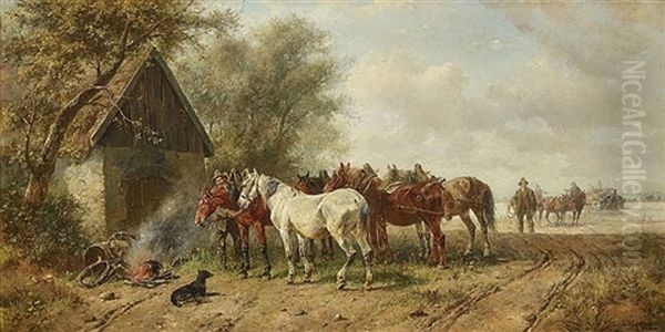 Nach Getaner Arbeit Oil Painting by Ludwig Hartmann