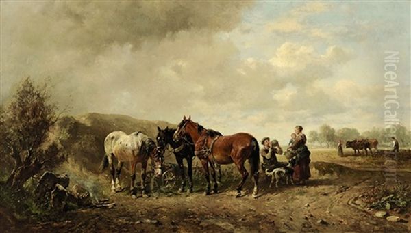 Rast Auf Dem Felde Oil Painting by Ludwig Hartmann