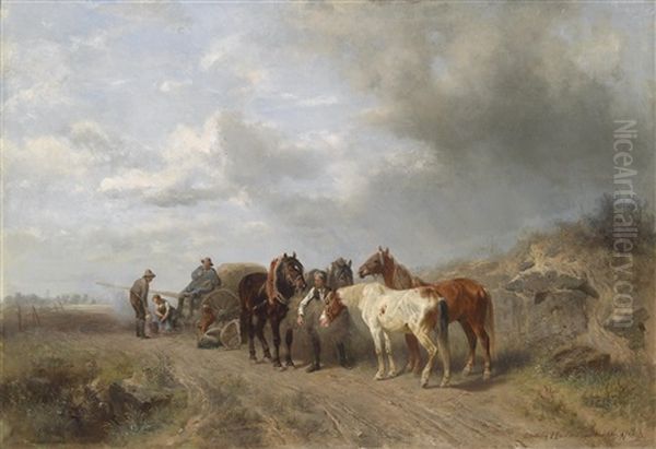 Rast Am Felde Oil Painting by Ludwig Hartmann