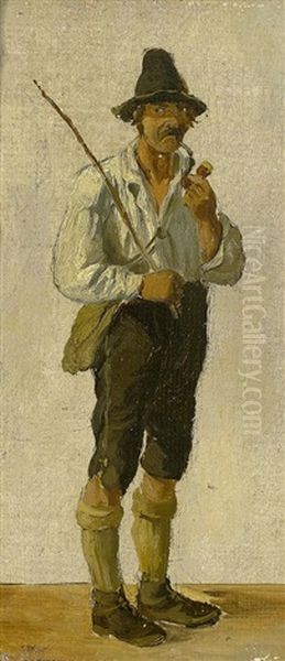 Fuhrknecht Mit Pfeifchen Oil Painting by Ludwig Hartmann