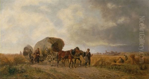 Die Heimkehr Von Der Feldarbeit Oil Painting by Ludwig Hartmann