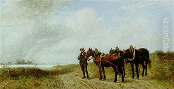 An Approaching Storm Oil Painting by Ludwig Hartmann