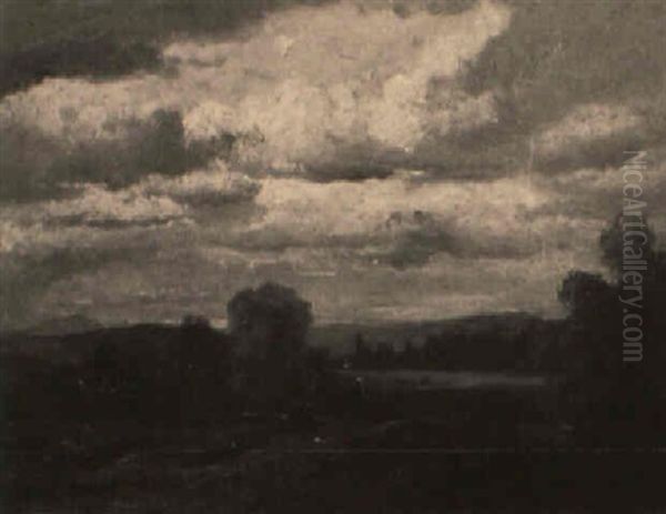 Landschaft Mit Spaziergangerin Oil Painting by Ludwig Hartmann