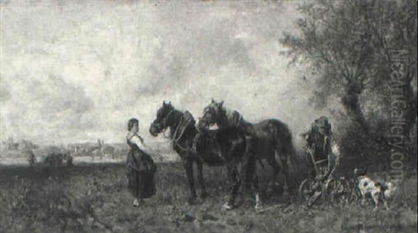 On The Way To The Fields Oil Painting by Ludwig Hartmann