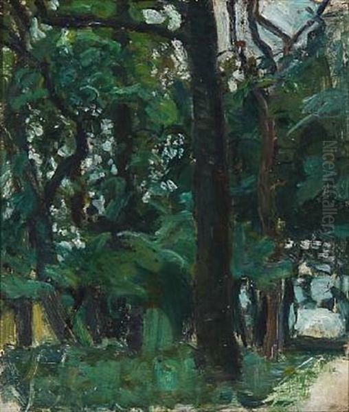 Forest Scapes Near Fuglsang (2 Works) Oil Painting by Oluf Hartmann