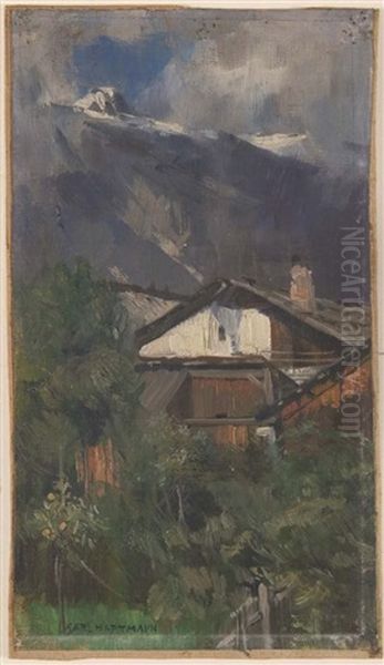 Bauernhaus Im Gebirge Oil Painting by Karl Hartmann