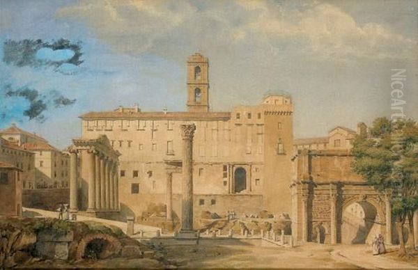 Rome, Le Forum Oil Painting by Hippolyte Omer Ballue