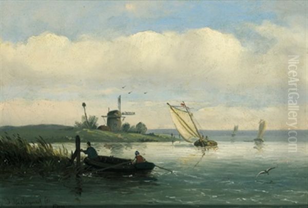 Hollandische Fluslandschaft Oil Painting by Joseph Hartogensis