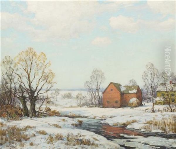 The Red Barn Oil Painting by Walter C. Hartson