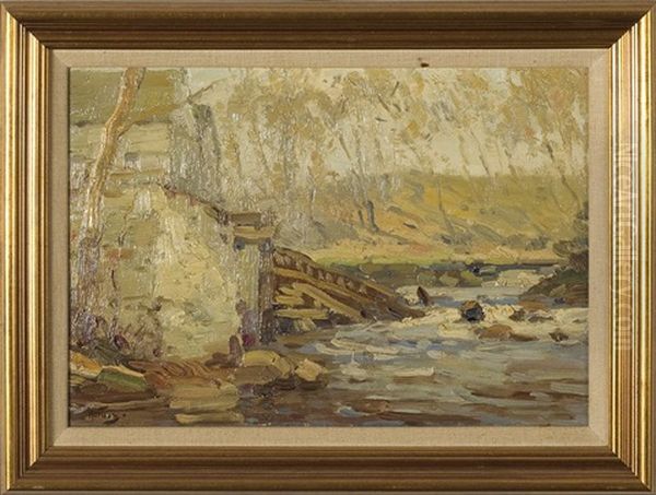 River At Gallatanville, Wassaic, New York Oil Painting by Walter C. Hartson