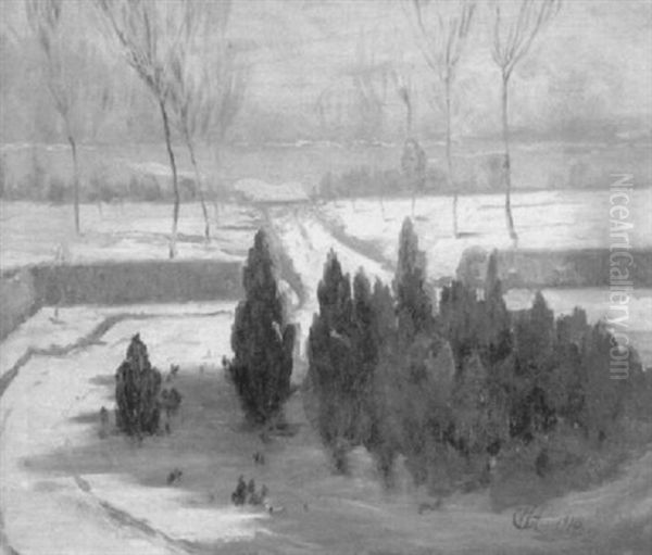 Winter In The Park Oil Painting by Walter C. Hartson