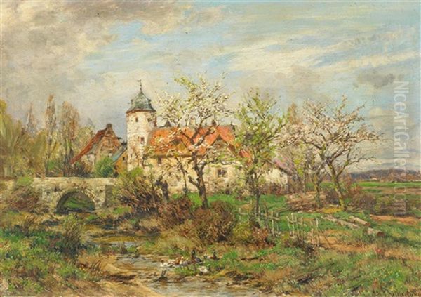 Landschaft Mit Dorfkriche Im Fruhjahr Oil Painting by Heinrich Hartung the Elder