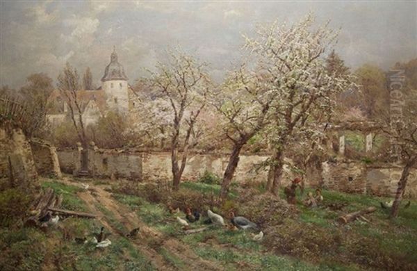 Fruhling Am Schloss Oil Painting by Heinrich Hartung the Elder