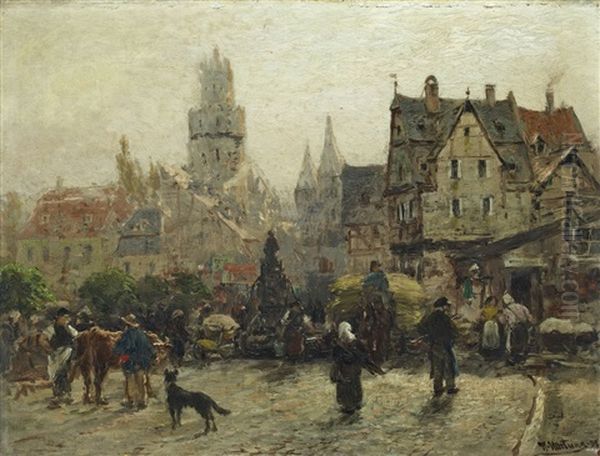 Marktplatz In Andernach Oil Painting by Heinrich Hartung the Elder