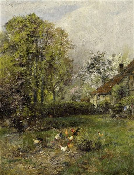 Fruhling Auf Dem Bauernhof Oil Painting by Heinrich Hartung the Elder