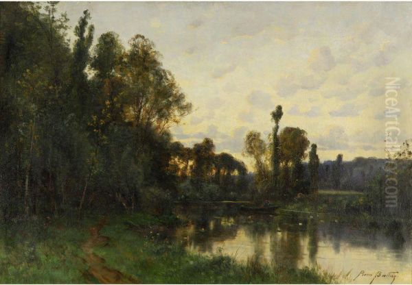 A Boat On The River Oil Painting by Pierre Ernest Ballue