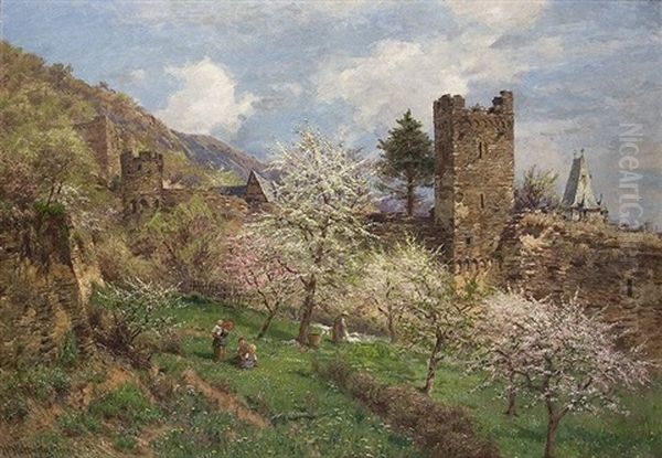 Fruhling An Der Burgruine Oil Painting by Heinrich Hartung the Elder