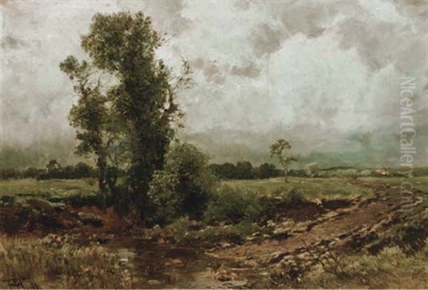 Trees By A Ford Oil Painting by Heinrich Hartung the Elder