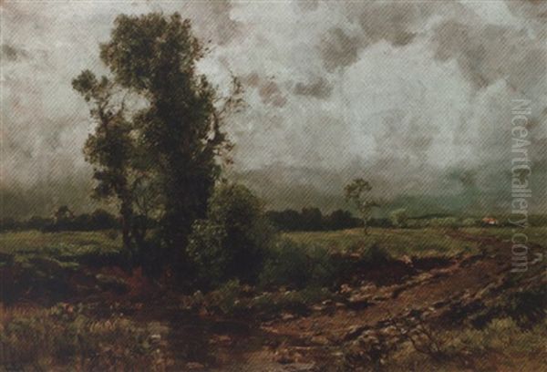 Trees By A Ford Oil Painting by Heinrich Hartung the Elder