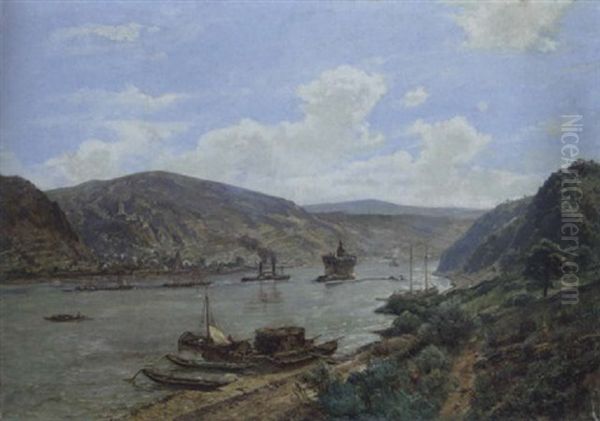 Der Rhein Bei Kaub Mit Der Pfalz Oil Painting by Heinrich Hartung the Elder