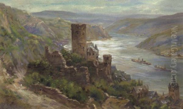 Burg Katz Am Rhein Oil Painting by Heinrich Hartung the Elder