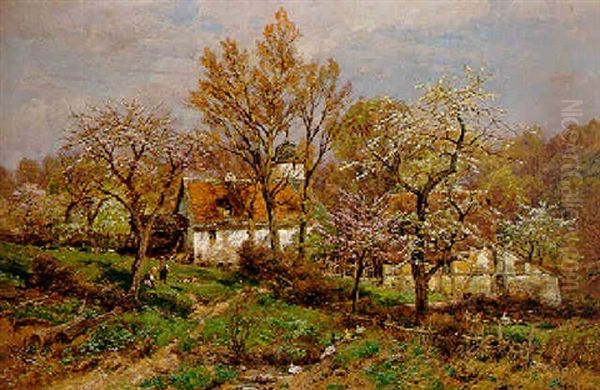 Bauerngehoft Mit Bluhenden Obstbaumen Oil Painting by Heinrich Hartung the Elder