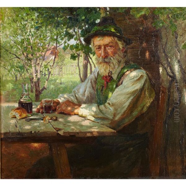 Resting In A Sunlit Garden Oil Painting by Hermann Hartwich