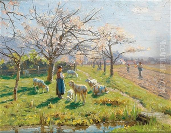 Fruhling Oil Painting by Hermann Hartwich