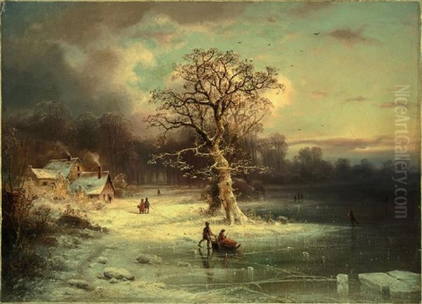 Winter In New England Oil Painting by Gunther Hartwick