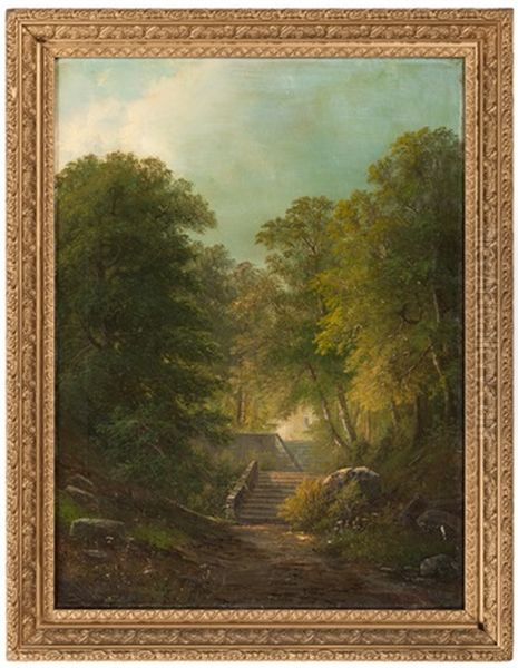 Forest Path With Stairs Oil Painting by Gunther Hartwick