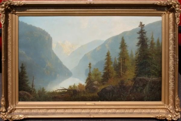 Swiss Lake And Mountains Oil Painting by Gunther Hartwick