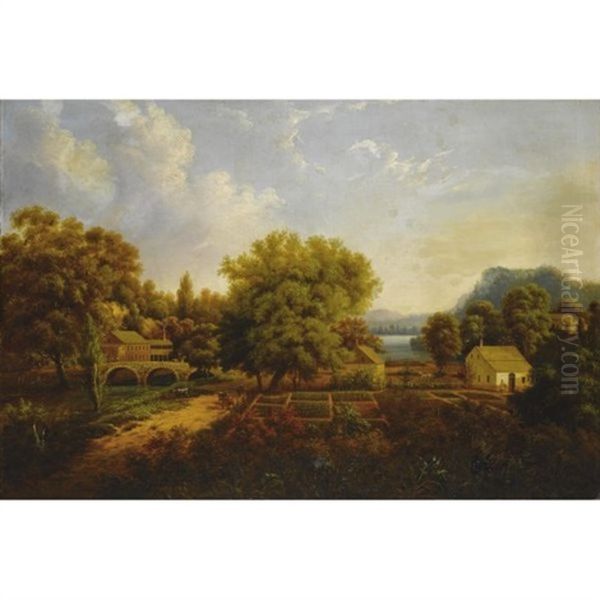 A Hudson Valley Farm Oil Painting by Gunther Hartwick