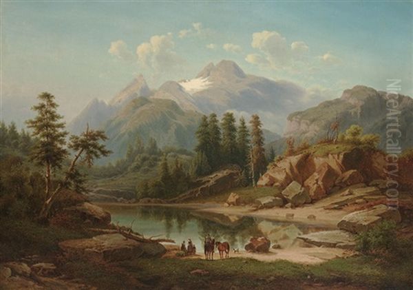 A Mountain Lake In The Tyrol Oil Painting by Gunther Hartwick