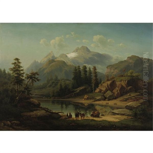 A Mountain Lake In The Tyrol Oil Painting by Gunther Hartwick