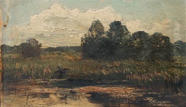 A River Landscape Oil Painting by Max Hartwig