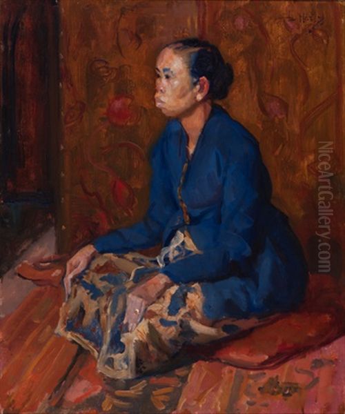 Seated Javanese Lady Oil Painting by Louis Hartz