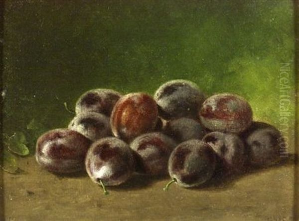 Still Life With Plums Oil Painting by George Harvey