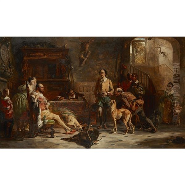 Shakespeare Before Sir Thomas Lucy On A Charge Of Deer Stealing Oil Painting by George (Sir) Harvey