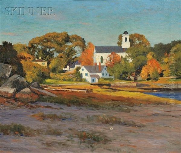 Autumn Afternoon, Annisquam Church Oil Painting by George Wainwright Harvey