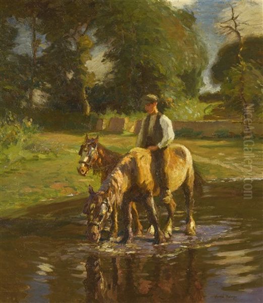 The Watering Place Oil Painting by Harold Harvey