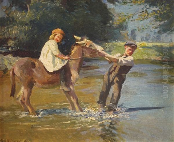 Taking The Donkey Through The Water by Harold Harvey