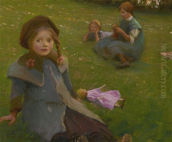 The Lilac Doll Oil Painting by Harold Harvey