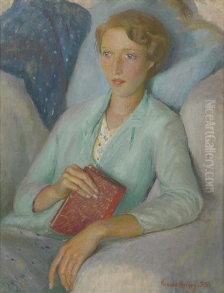 Portrait Of Stella Mary Burdett Oil Painting by Harold Harvey