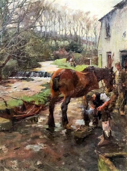 The Village Farrier Oil Painting by Harold Harvey