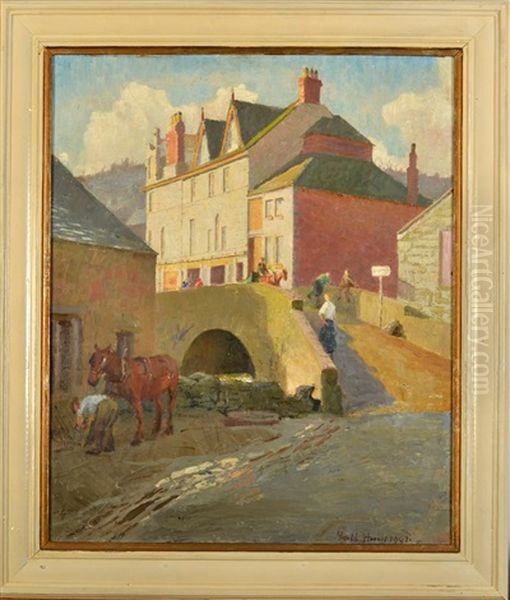 The Old Bridge And Blacksmiths, Newlyn Oil Painting by Harold Harvey